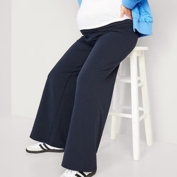 Old Navy Maternity Rollover Waist PowerChill Wideleg Pants In the Navy XL BNWT - Picture 1 of 10